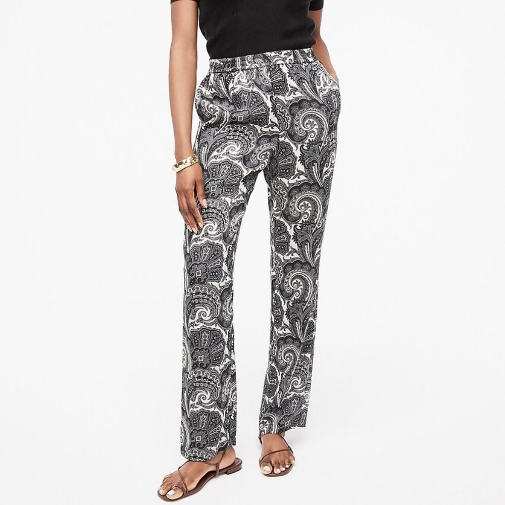 J Crew Drapery Paisley Pants 10 Tall